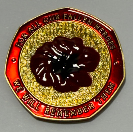 Lest We Forget Poppy Medallion Coloured - ANZAC - comes in capsule
