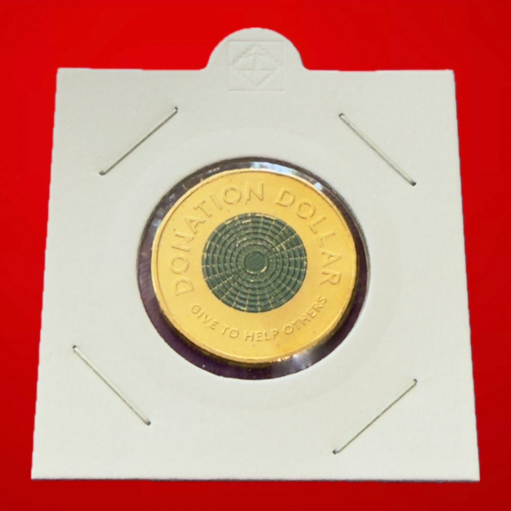 2021 One Dollar Coin - $1 Donation Dollar - Coloured $1 - comes in 2x2