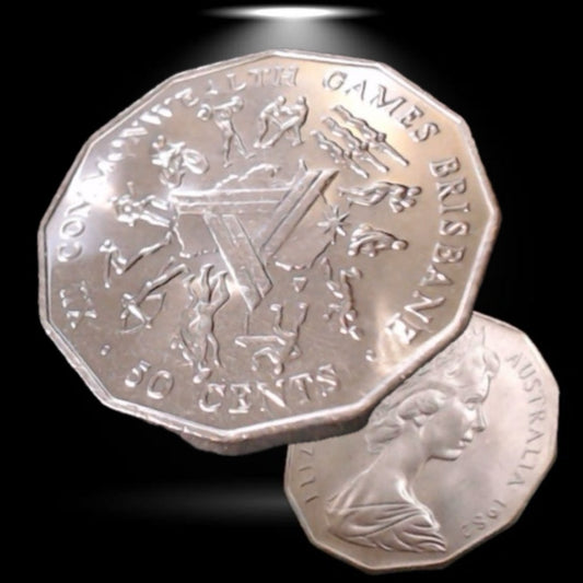1982 50 Cent Coin - Uncirculated - Commonwealth Games - Ex Mint Roll - In 2x2