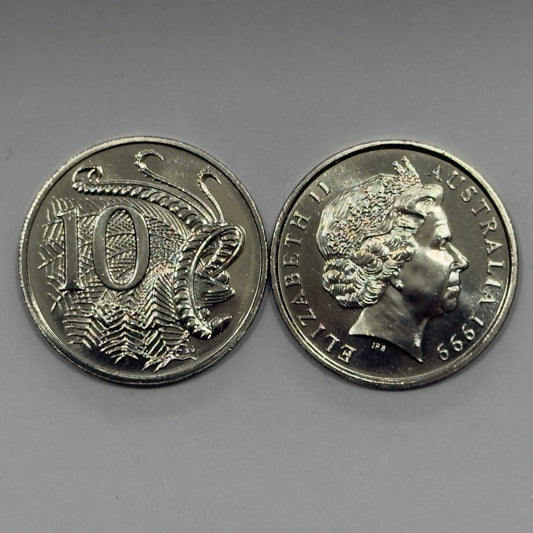 1999 10 Cent Coin - Choice Uncirculated - Ex Mint Set 10c - comes in 2x2