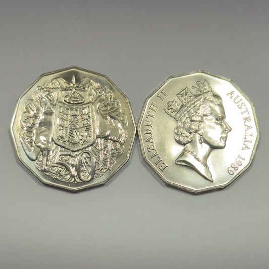 1989 50 Cent Coin - Choice Uncirculated - Mint Set Only Coin - comes In 2x2