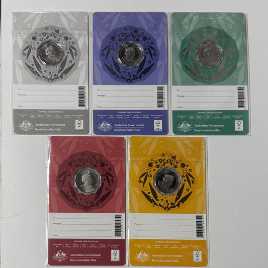 2020 Merry Christmas 50 Cent Carded Coin Set of 5 - Complete Fifty Cent Carded Set 50c