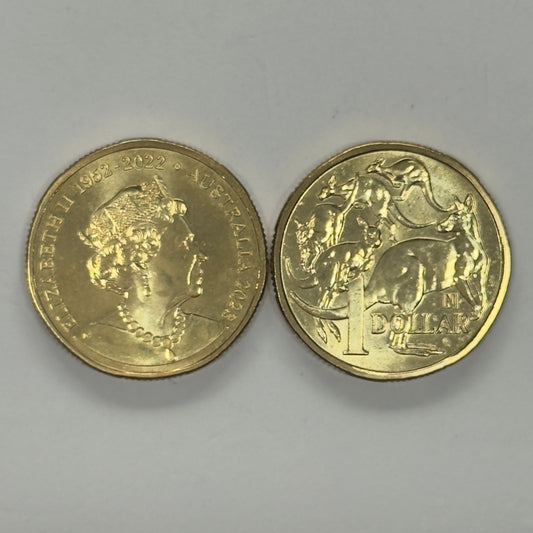 2023 $1 Mob Of Roos - Uncirculated - N Privy - Memorial Obverse - comes in 2x2