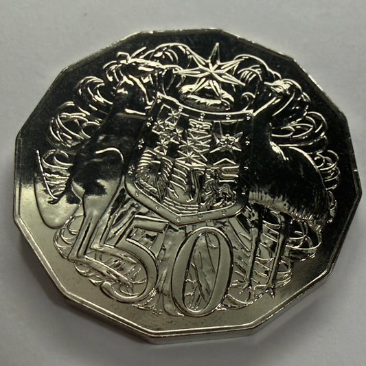 2005 50 Cent Coin - Uncirculated - Coat Of Arms - Low 30k Mintage - In 2x2