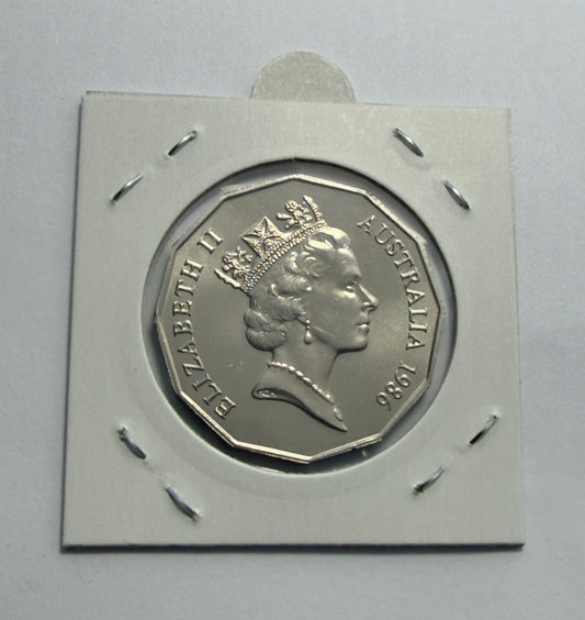 1986 50 Cent Coin - Choice Uncirculated - mint set ONLY coin - comes in 2x2