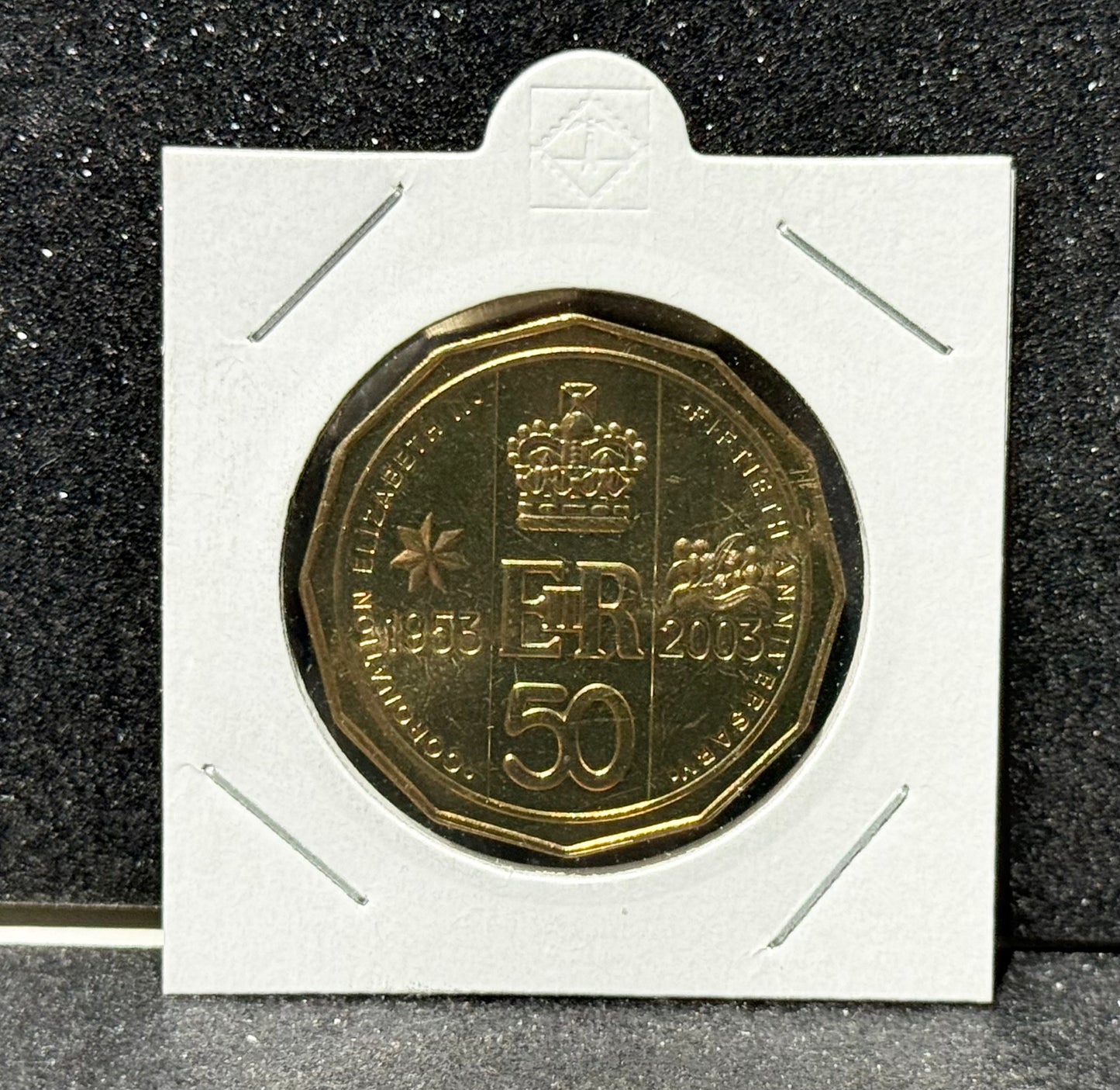 2003 50 Cent Coin - QEII Golden Jubilee - Uncirculated - comes in 2x2