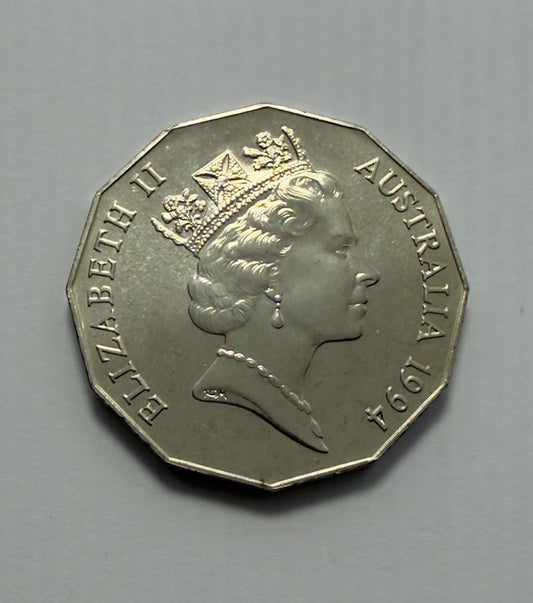 1994 50 Cent Coin - International Year Of Family - Wide Date - Choice UNC - 2x2