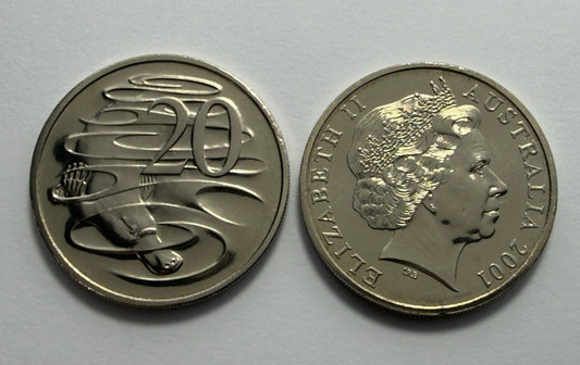 2001 20 Cent Coin - Platypus - Choice Uncirculated - ex mint set - comes in 2x2