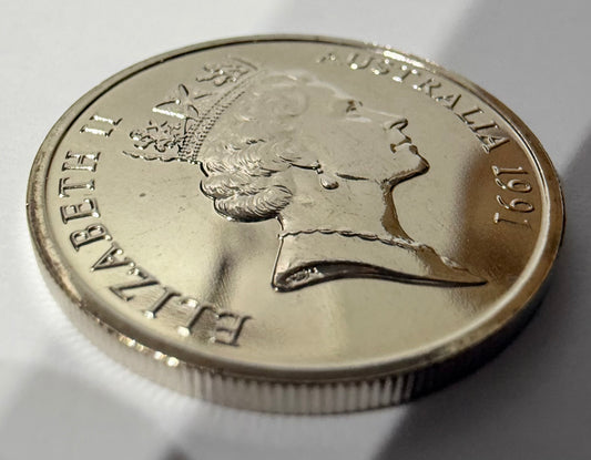 1991 10 Cent Coin - Choice Uncirculated - ex mint set low mintage 4.8 mil - 2x2