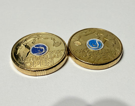 2025 $2 Coin - Coloured Australian Open Pair - Uncirculated in 2x2
