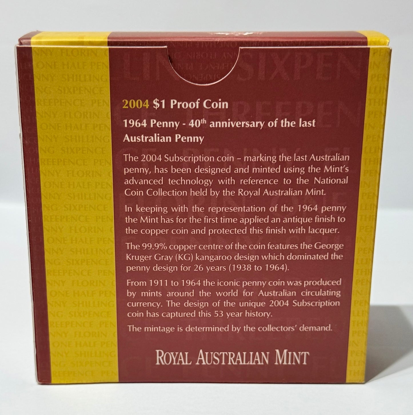 2004 $1 Silver Proof Coin - 40th Anniversary of the last Penny