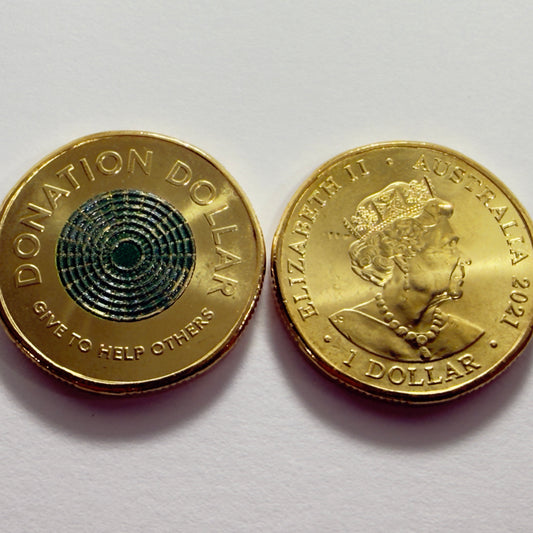 2021 One Dollar Coin - $1 Donation Dollar - Coloured $1 - comes in 2x2