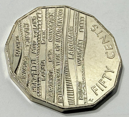 2019 50 Cent Coin - Uncirculated - Indigenous Languages - comes in 2x2