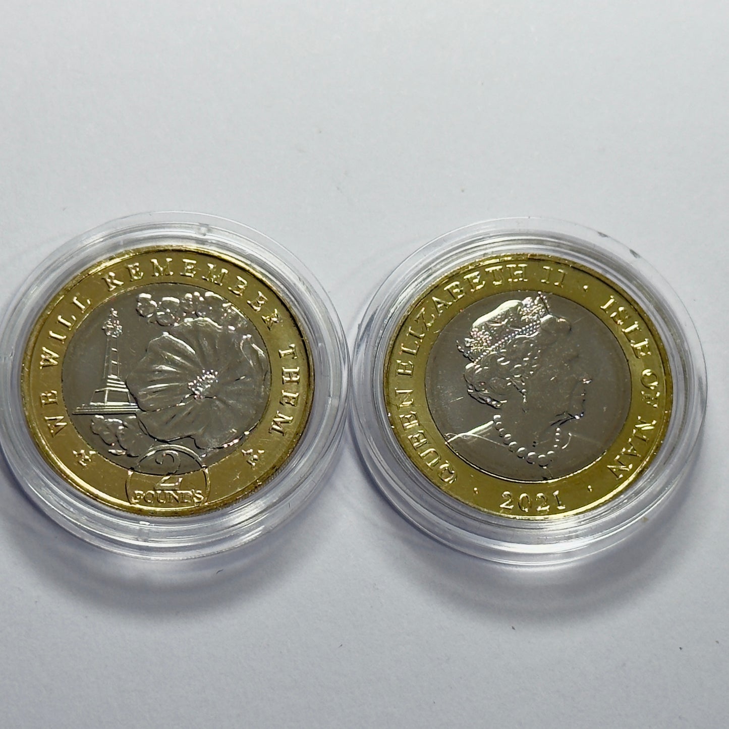 2021 Isle of Man £2 Poppy Coins Uncirculated Remembrance Coins Pair