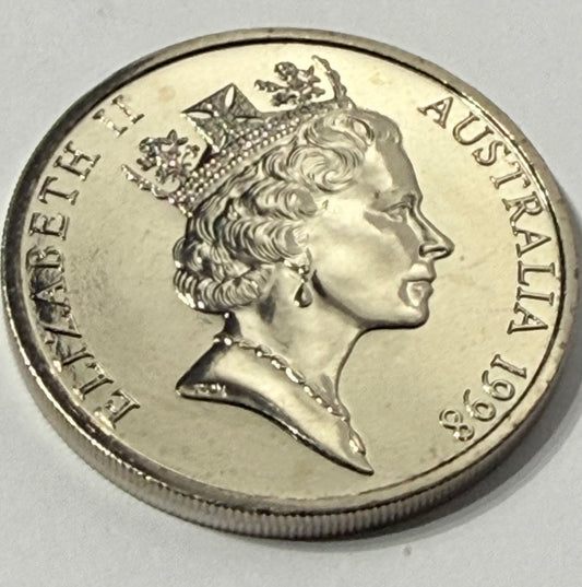 1998 20 Cent Coin - Choice Uncirculated - ex mint set coin - comes in 2x2