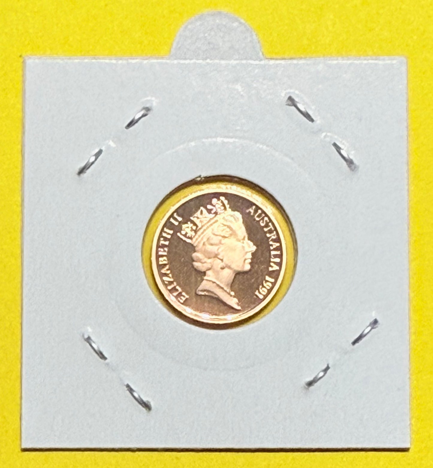 1991 1 Cent Proof Coin - comes in 2x2