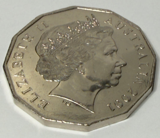 2001 50 Cent Coin - Centenary of Federation - Uncirculated - comes in 2x2