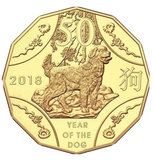 2018 Lunar Year of the Dog - WMF Special Release - Gold Plated 50 Cent - New Age Numismatics