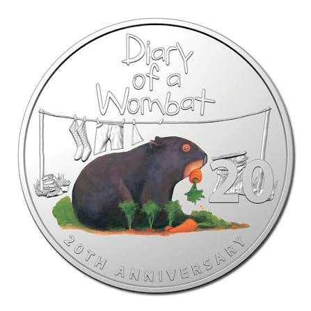 2022 20 Cent Coloured Coin - Diary of A Wombat 20th Anniversary 20c - New Age Numismatics