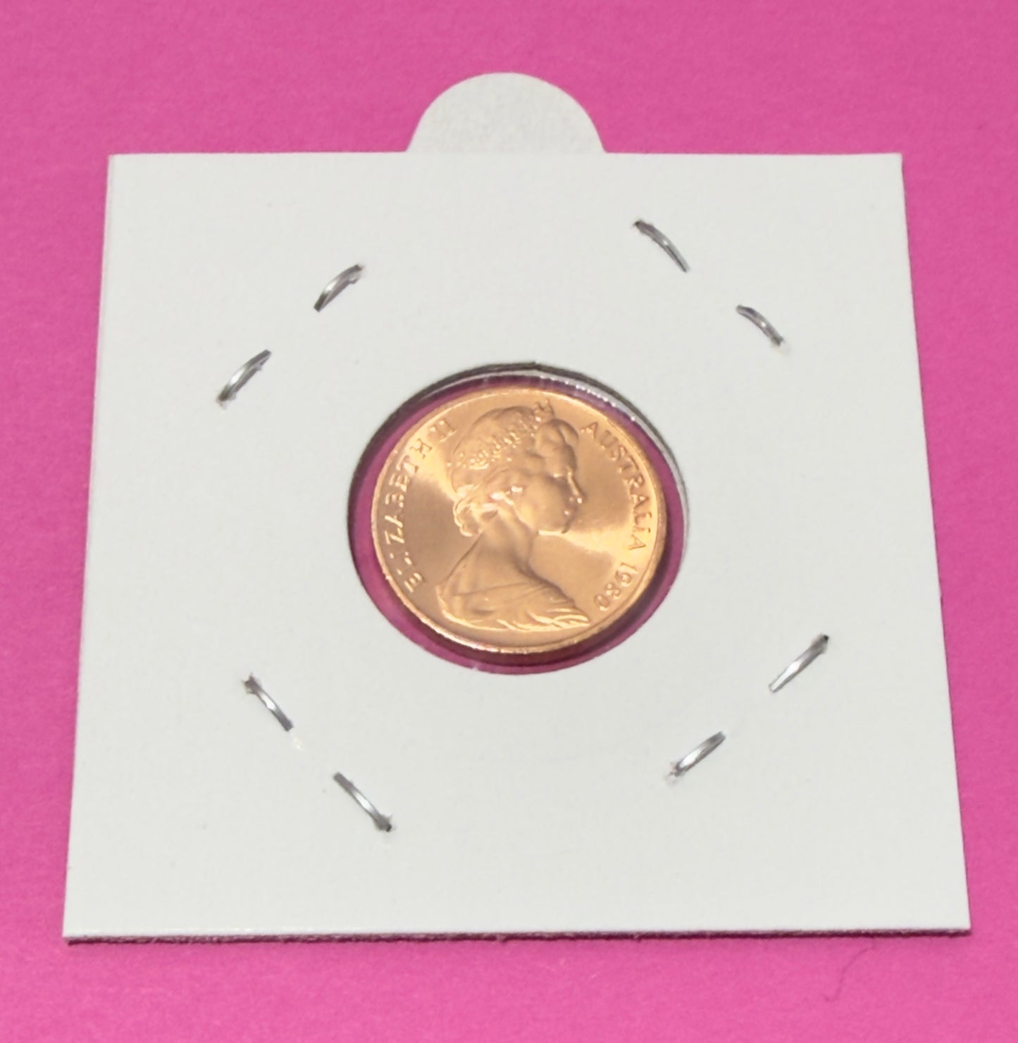 1980 1 Cent Coin - Uncirculated - ex Mint roll - One Cent - comes in 2x2