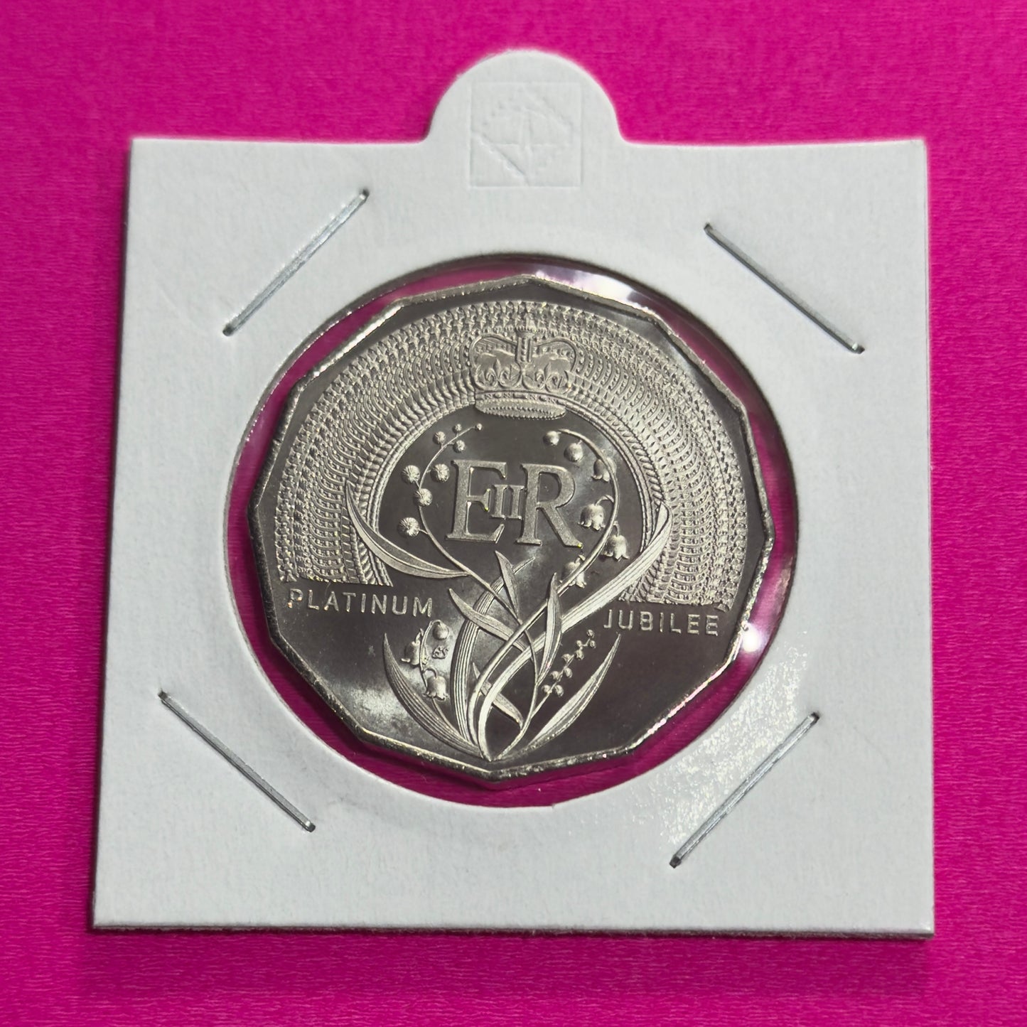 2022 50 Cent Platinum Jubilee Coin - Frosted Uncirculated - comes in 2x2