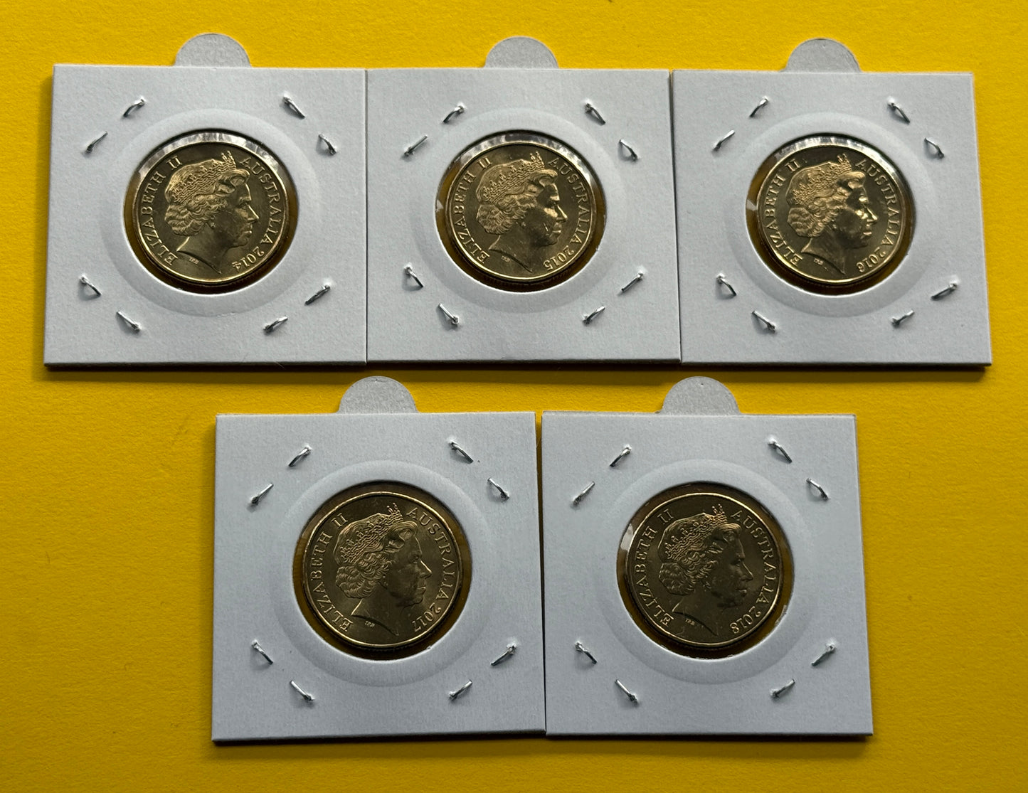 2014-2018 $1 Set of 5 -100 Years of ANZAC - Uncirculated - X RAM Roll