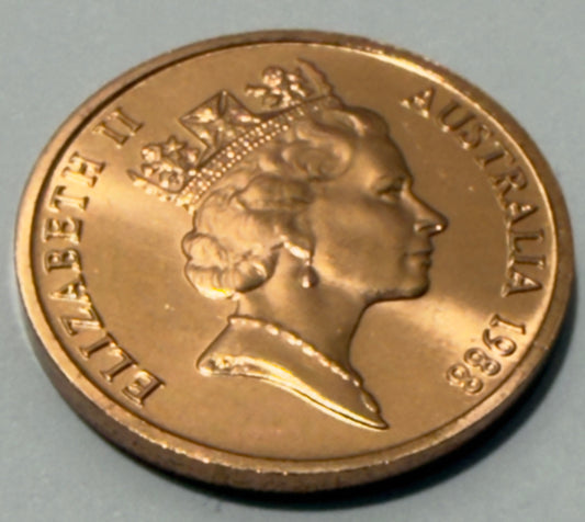 1988 1 Cent Coin - Choice Uncirculated - One Cent - ex mint set coin -in 2x2