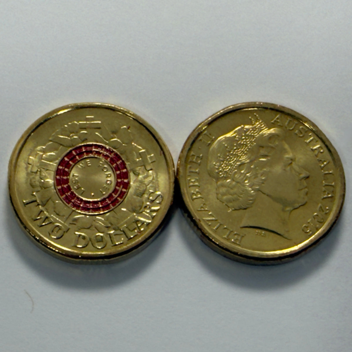 2015 $2 Coin - Lest We Forget- Uncirculated - LWF Red War Graves - in 2x2