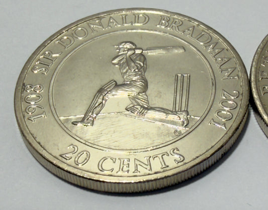 2001 20 Cent Coin - Sir Donald Bradman - Uncirculated - comes in 2x2