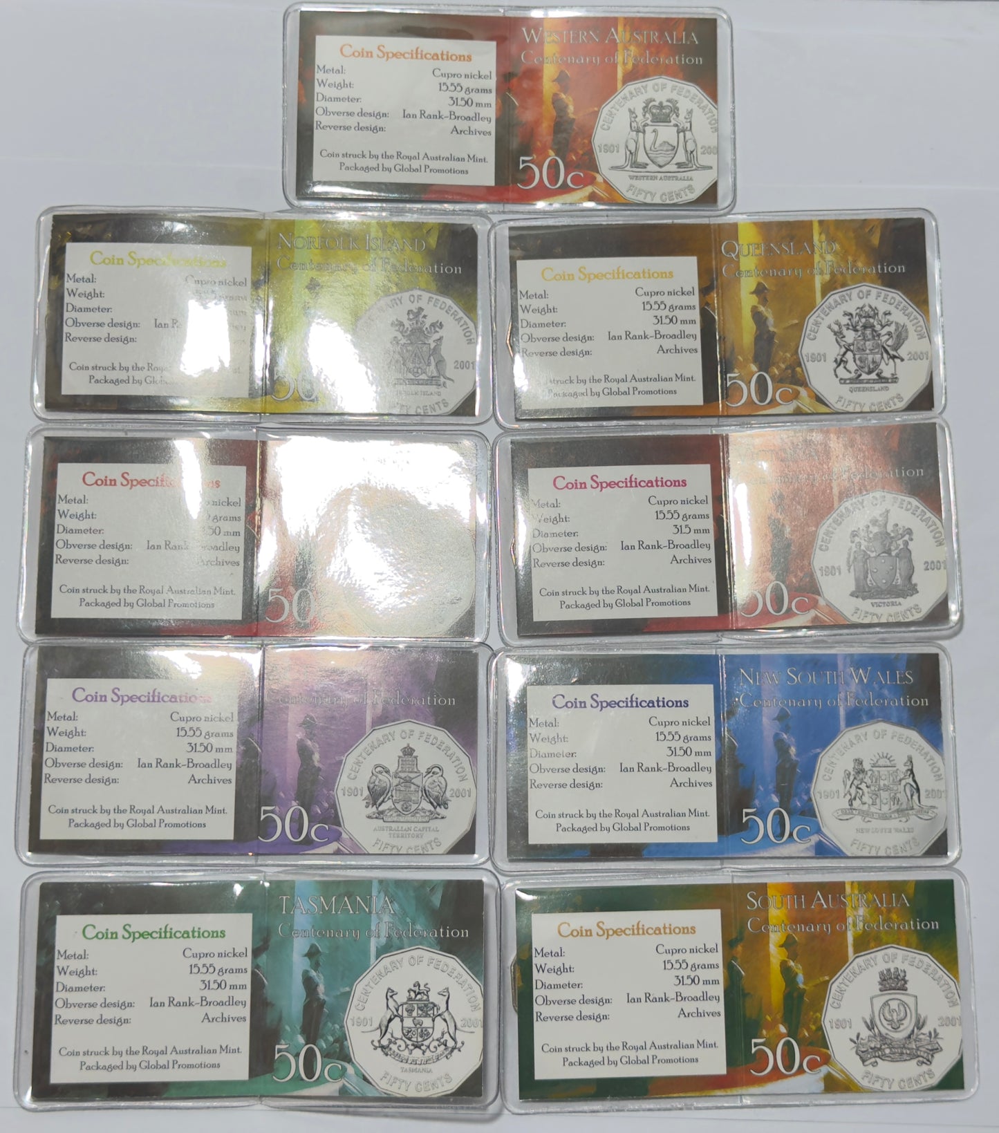 2001 50 Cent Federation State Coin Set - Uncirculated Global Promotions Packaging