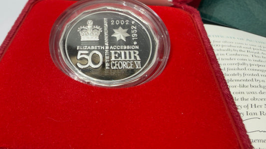 2002 50 Cent - Fine Silver Proof Coin Accession Golden Jubilee