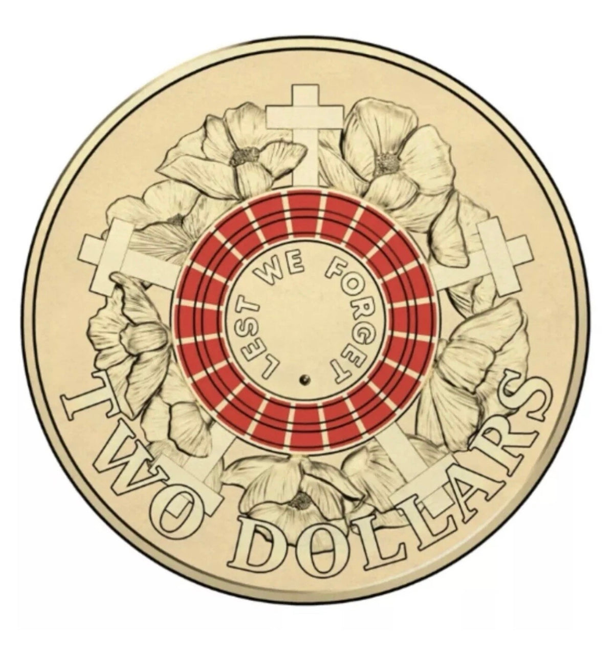 2015 $2 Coin - Lest We Forget- UNCIRCULATED - LWF Red War Graves - in 2x2 - New Age Numismatics