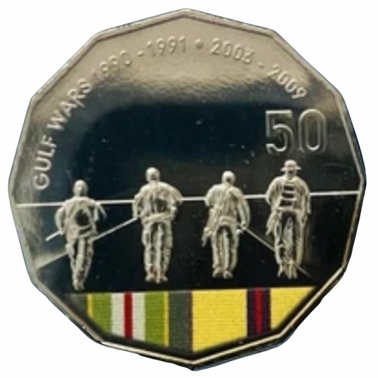 2016 50 Cent Coin Coloured - Australia at War - Gulf Wars - Uncirculated - New Age Numismatics