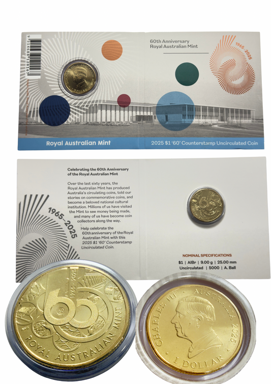 2025 $1 '60' Counterstamp - 60th Anniversary of RAM - ONLY 3169 Minted