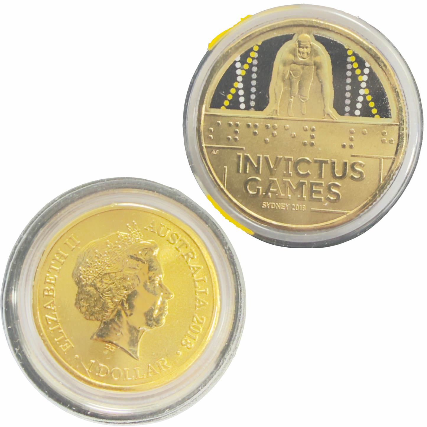 2018 $1 Coloured Frosted Coin on Card - Uncirculated - Invictus Games Sydney