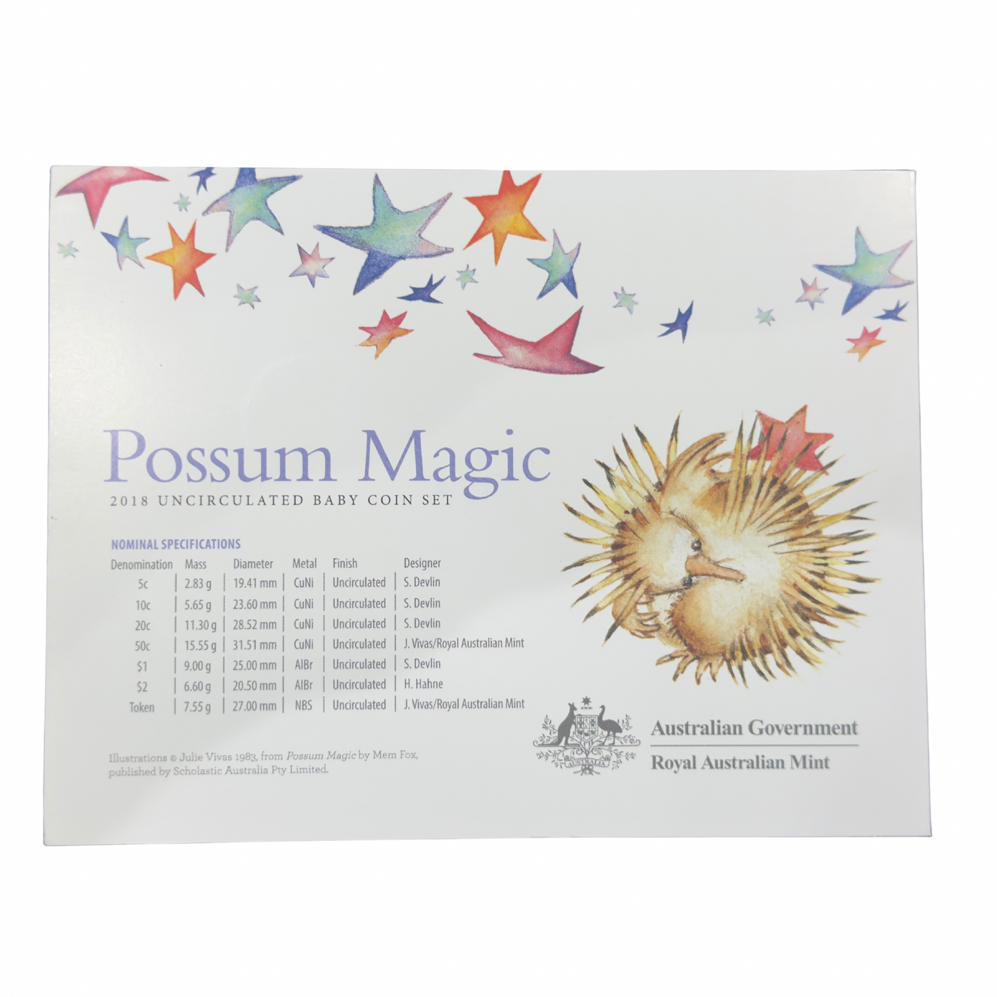 2018 Baby Mint Set - Possum Magic 6 Coin Uncirculated Year Set - UNC