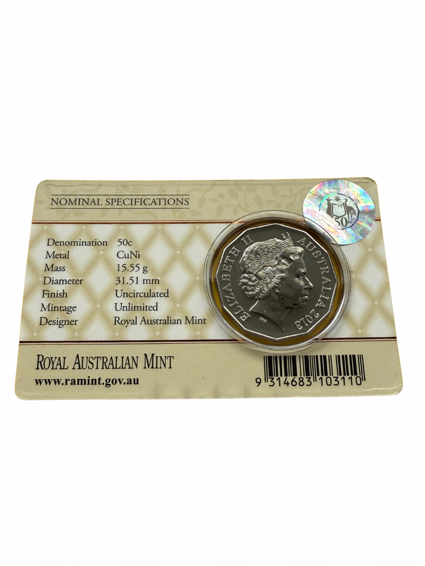2013 50 Cent - First Born - Royal Collection Carded Coin - New Age Numismatics