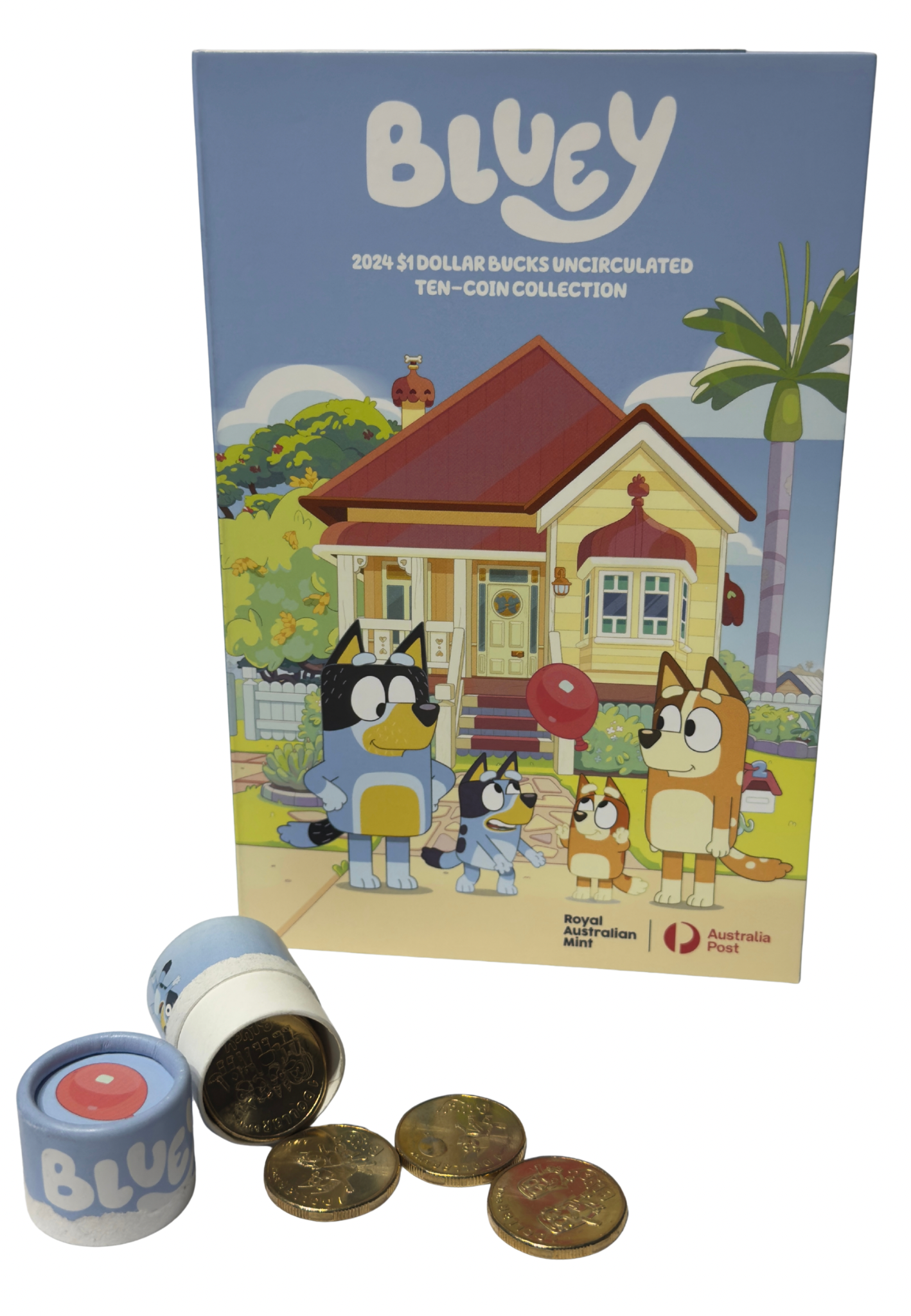 2024 Bluey $1 Coin Tube and Folder Set - Opened no colour coin