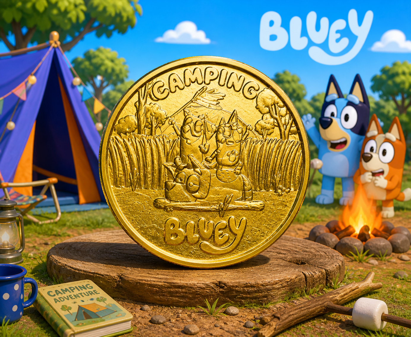 2026 $2 BLUEY Coin - Camping - Uncirculated - comes in 2x2