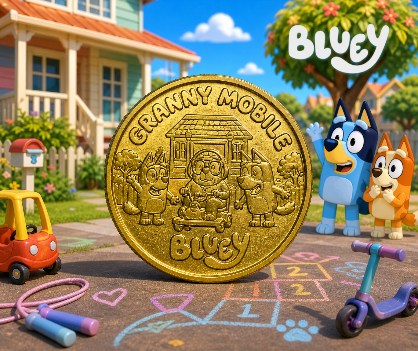 2026 $2 BLUEY Coin - Granny Mobile - Uncirculated - comes in 2x2