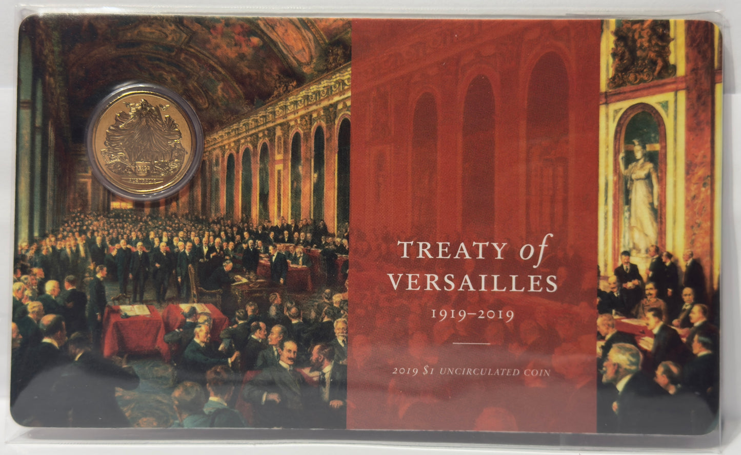 2019 $1 Treaty of Versailles Coin on Card - Uncirculated - 30k mintage