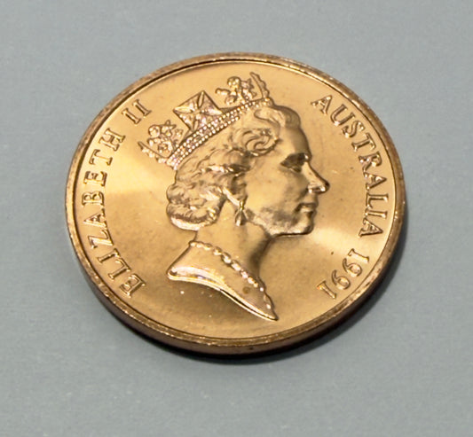 1991 2 Cent Coin - Choice Uncirculated - Two Cent - mint set ONLY coin -in 2x2