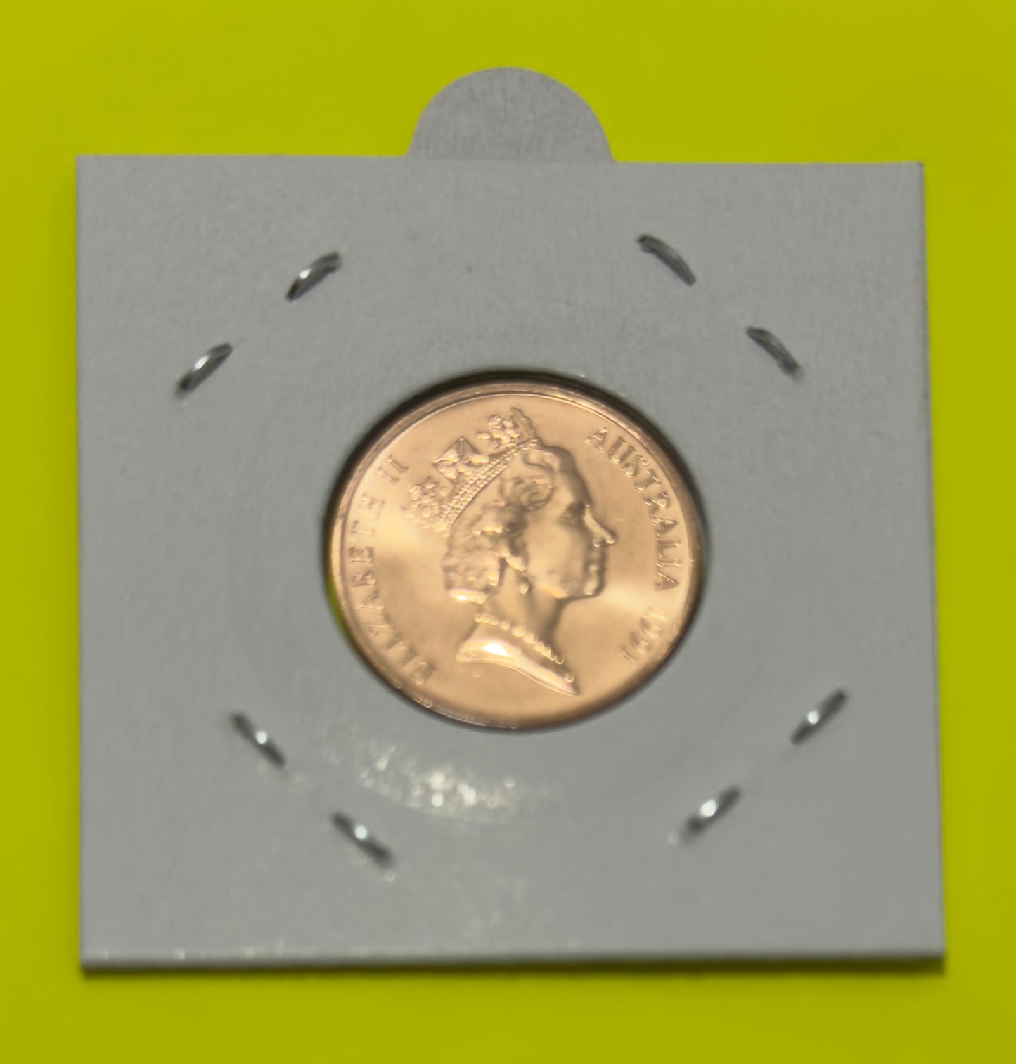 1991 2 Cent Coin - Choice Uncirculated - Two Cent - mint set ONLY coin -in 2x2