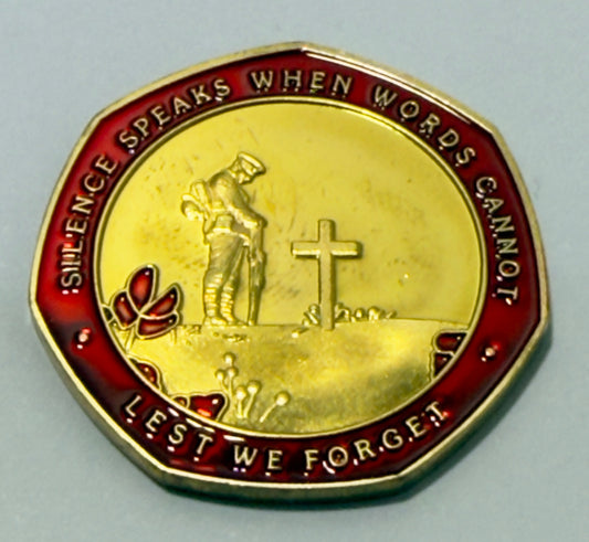 Lest We Forget Poppy Medallion Coloured - ANZAC - comes in capsule
