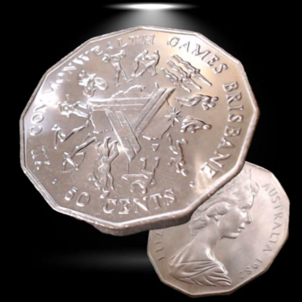 1982 50 Cent Coin - Uncirculated - Commonwealth Games - Ex Mint Roll - In 2x2
