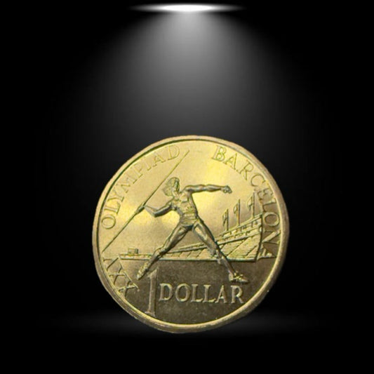 1992 $1 Coin - Choice Uncirculated - Barcelona Olympics - Ex MINT SET coin - 2x2