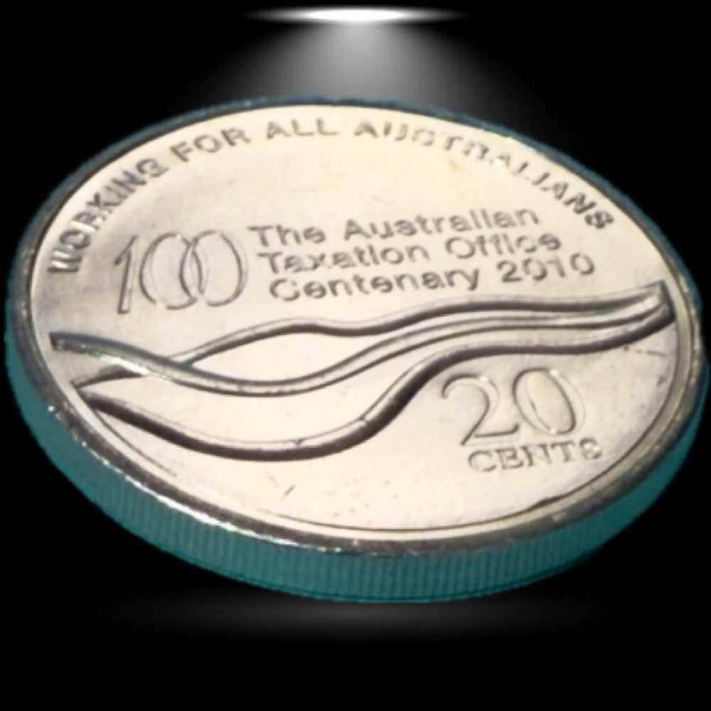 2010 20 Cent Coin -Uncirculated - Centenary Of Australian Taxation Office - 2x2