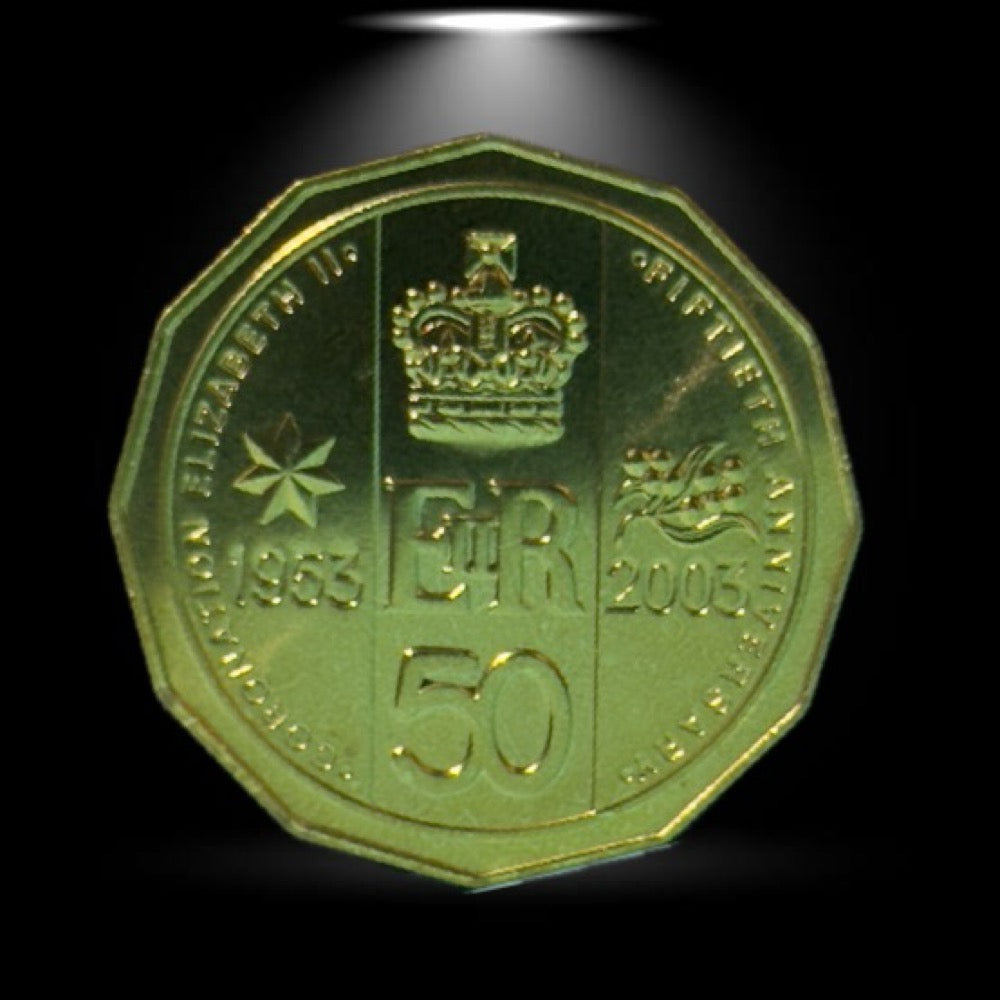 2003 50 Cent Coin - QEII Golden Jubilee - Uncirculated - comes in 2x2