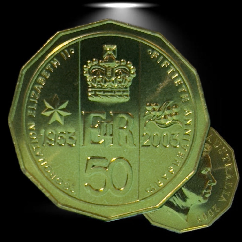 2003 50 Cent Coin - QEII Golden Jubilee - Uncirculated - comes in 2x2