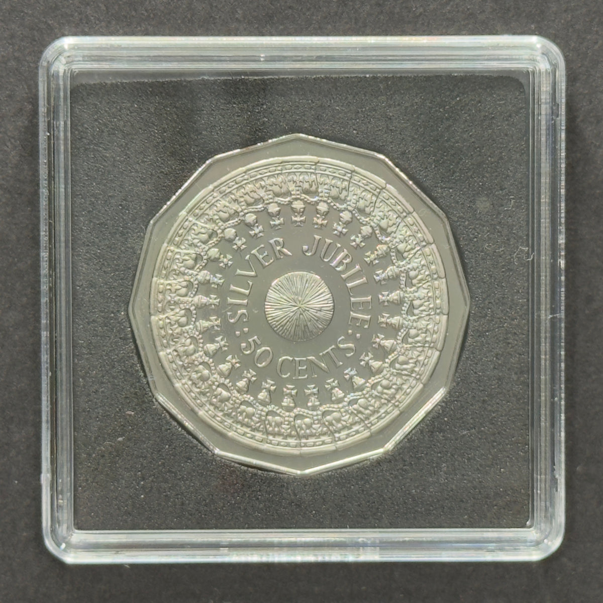 1977 50 Cent Proof Coin - Silver Jubilee Fifty Cent Proof - comes in 2x2